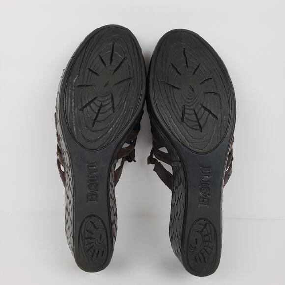 Born Ledisi Womens Size 10.5 Brown Leather Slip On Slide Platform Sandals - Picture 8 of 14
